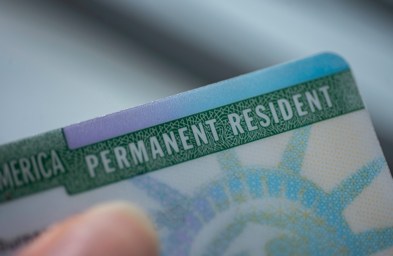 Close up view of Fragment of Permanent resident card