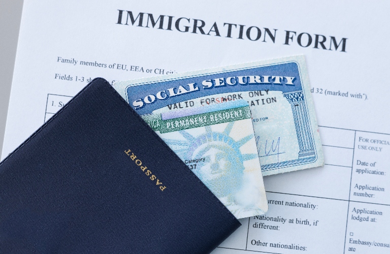 immigration form social security card and passport